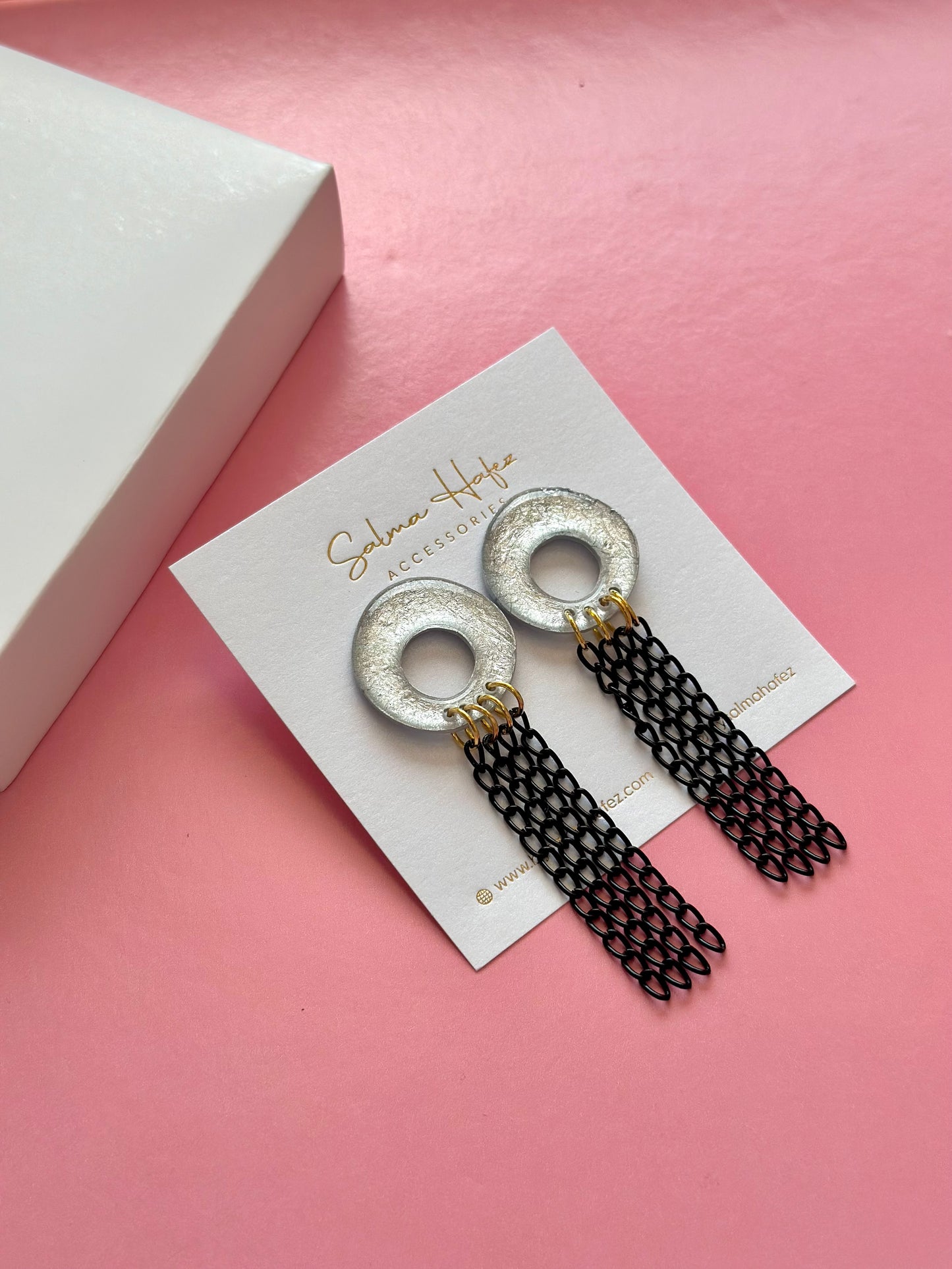 Silver and black chains