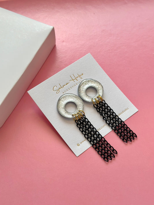 Silver and black chains